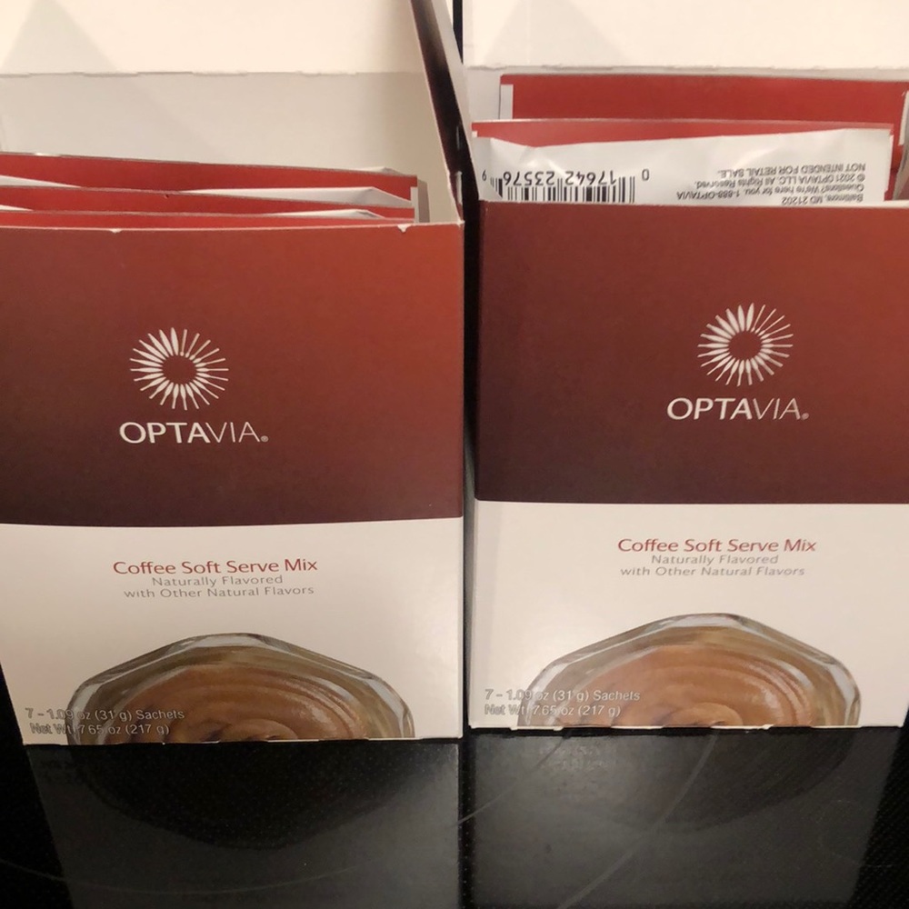 2 boxes Optavia coffee soft serve shake + 4 caramel machinations